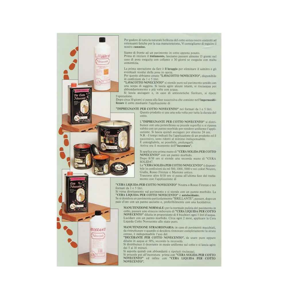 CERA NOVECENTO Liquida Autolucidante per Cotto, 1L