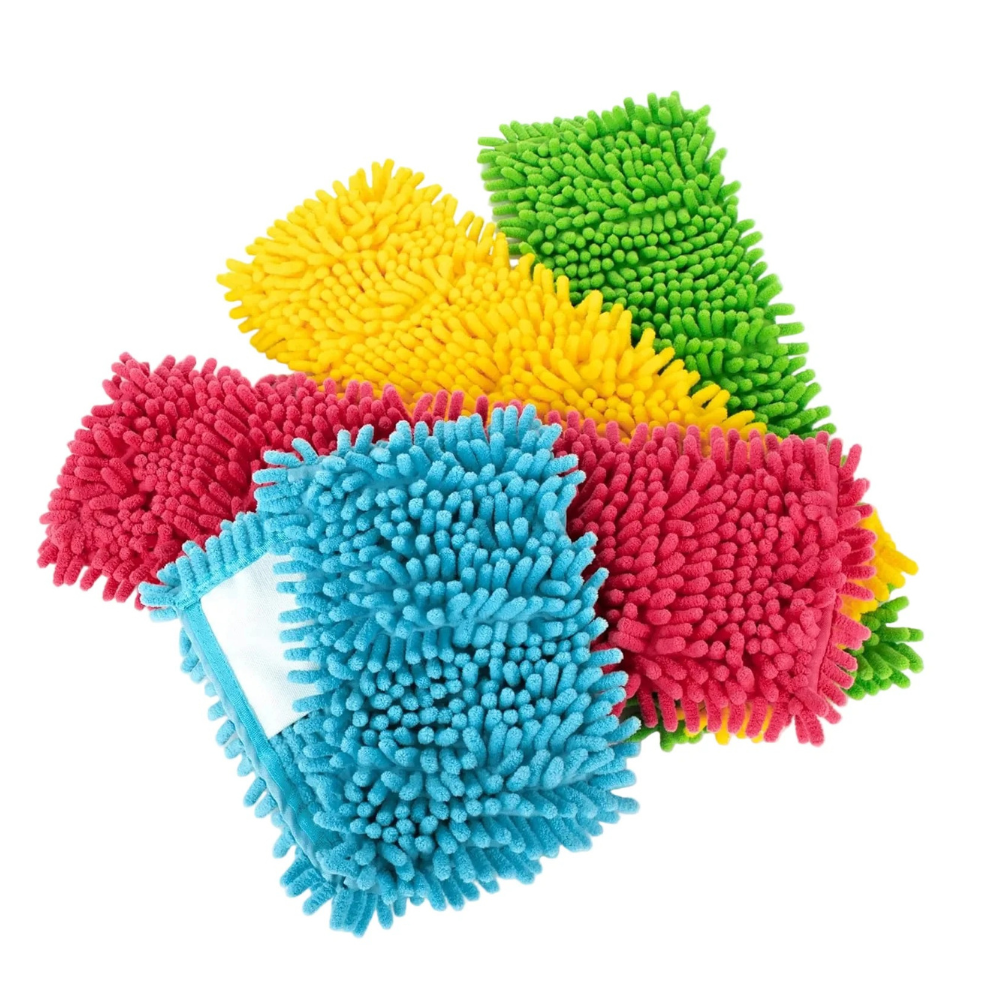Set di 4 coperture di ricambio in microfibra di ciniglia per scope per pavimenti.