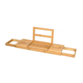 Plateau de baignoire ajustable Alpina - Plateau de rangement 50-92 x 18 x 4 cm - Meuble de salle de bain en bambou avec porte-livres et support pour tablette - Porte-gobelet inclus - Accessoires de salle de bain