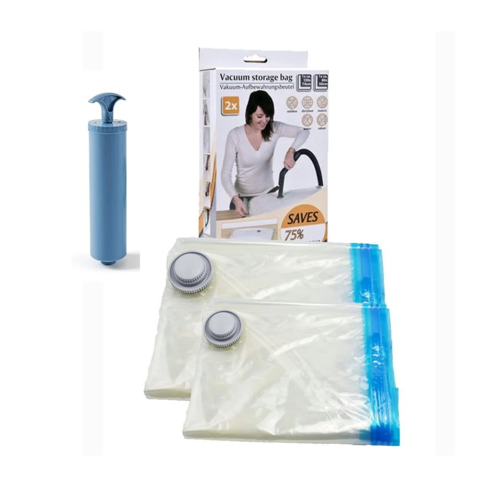 Sacchetti Sottovuoto Set 2 (XXL+L) con Pompa Salvaspazio