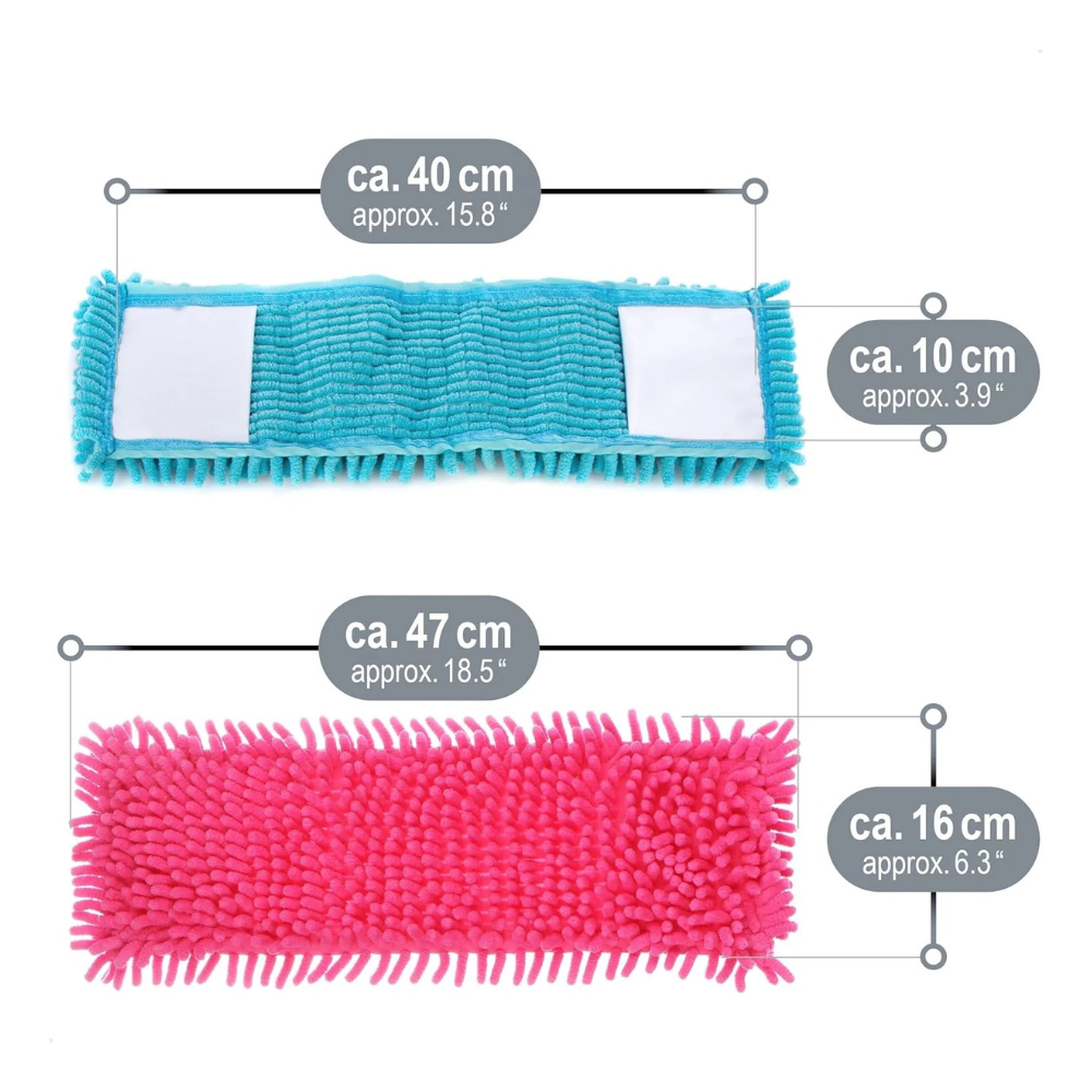 Set di 4 coperture di ricambio in microfibra di ciniglia per scope per pavimenti.