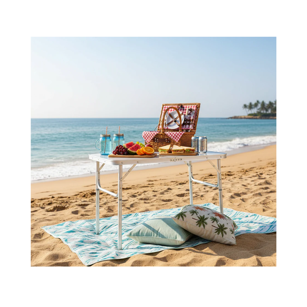 Aluminum Klapptisch Campingtisch 75x55cm Gartentisch Beistelltisch Falttisch Picknicktisch Alutisch faltbar und höhenverstellbar