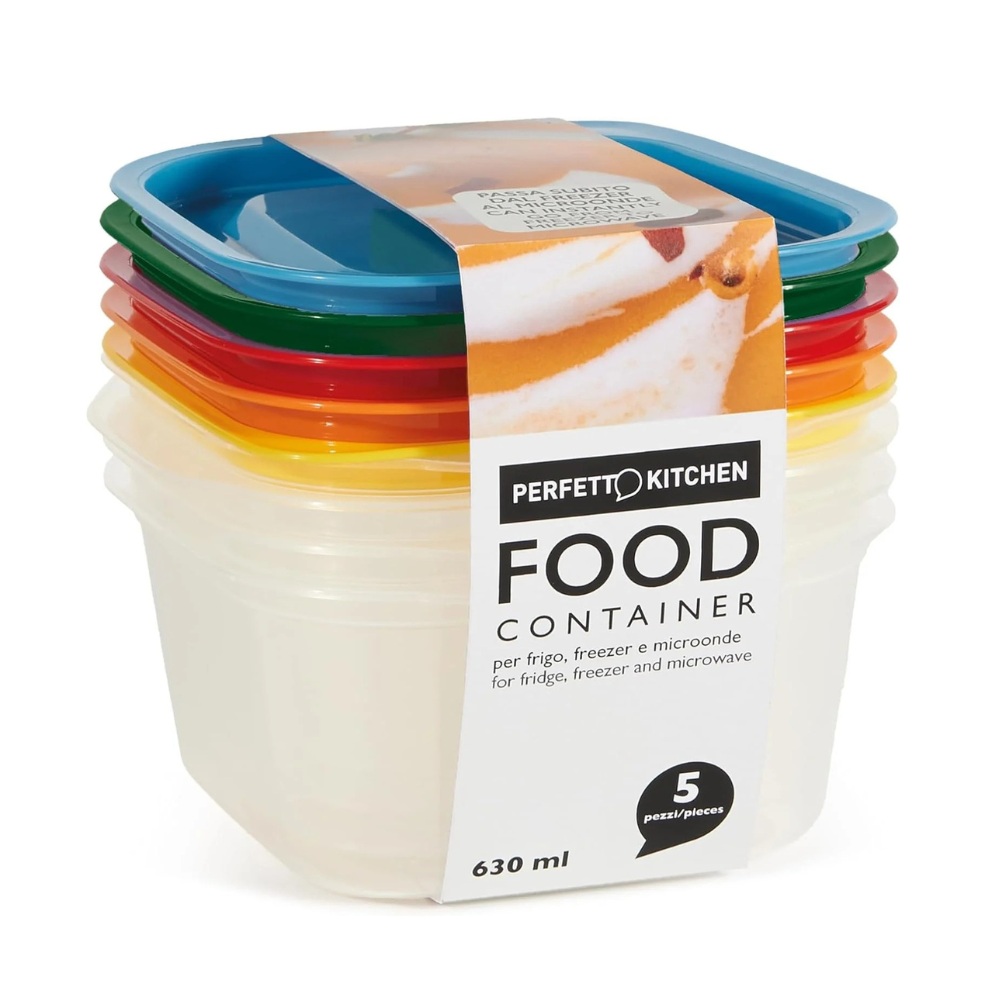 Contenitori Alimenti BPA Free Set 5 Pz – Frigo, Freezer e Microonde | 4 Misure