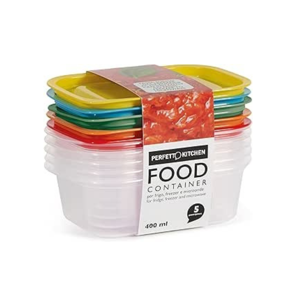Contenitori Alimenti BPA Free Set 5 Pz – Frigo, Freezer e Microonde | 4 Misure