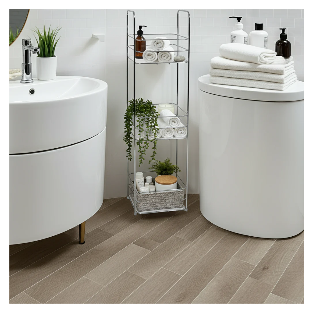 Mensola Bagno Acciaio 3 Ripiani 16x15x63 cm - Portaoggetti Doccia Salvaspazio