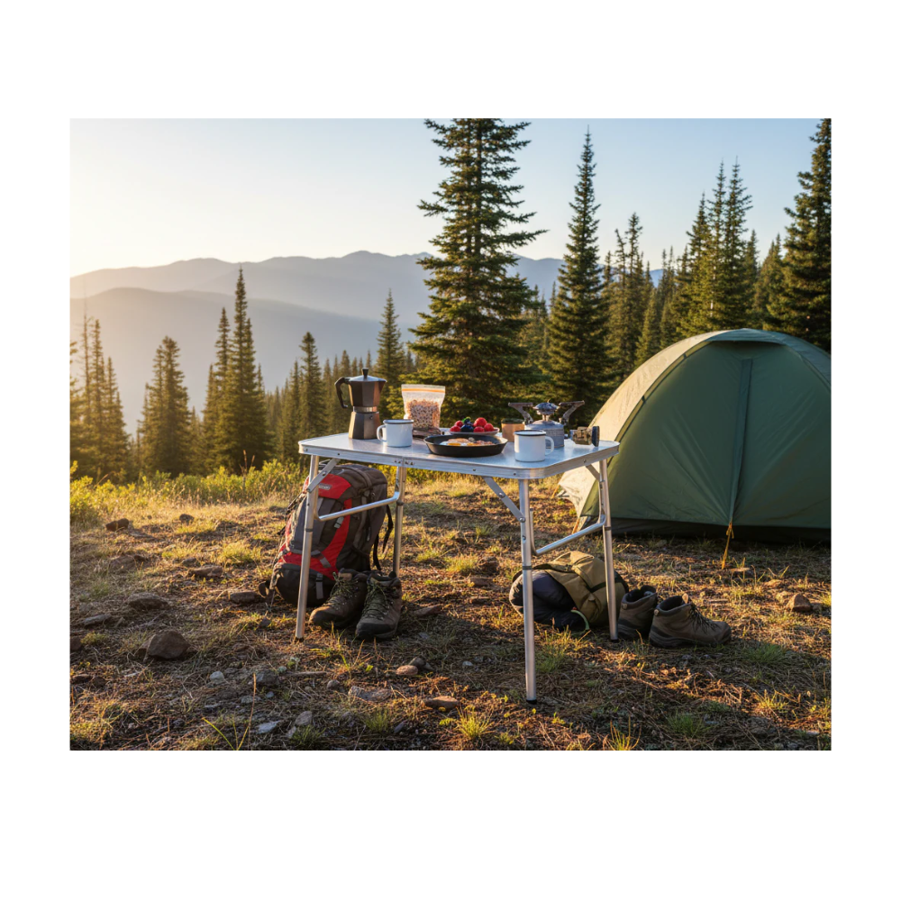 Tavolo Pieghevole Alluminio 75x55cm Regolabile Campeggio
