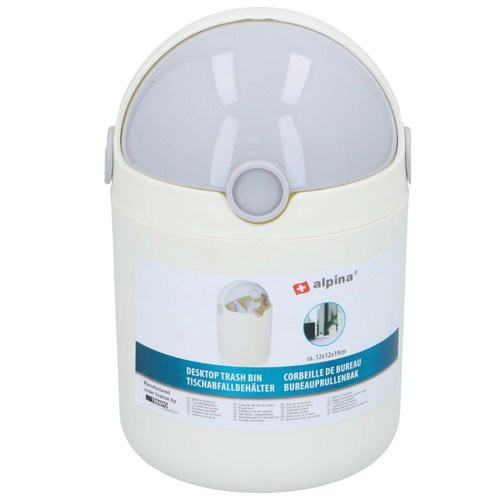 Cestino Scrivania Bianco Coperchio Basculante Alpina 12cm