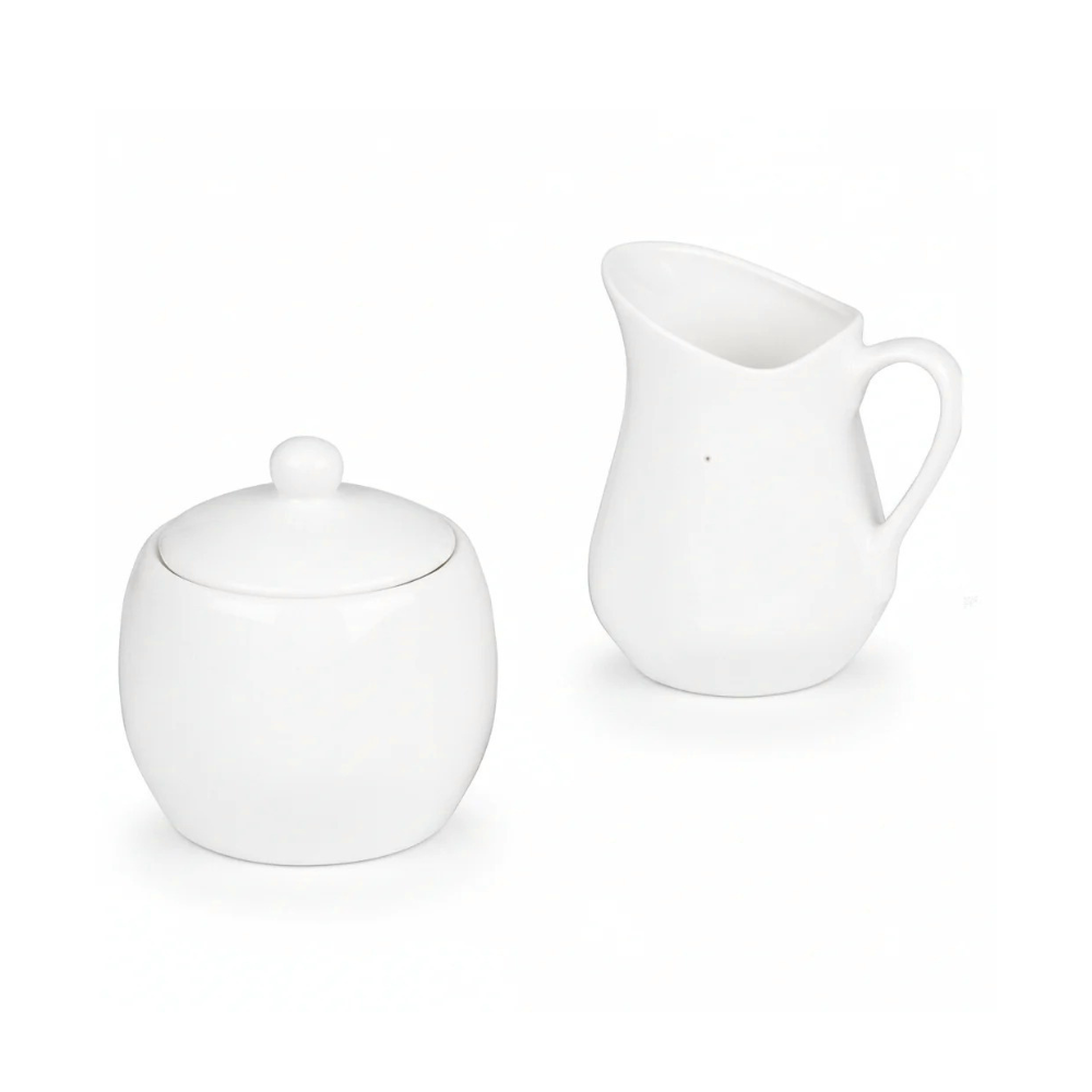 Set Colazione Lattiera e Zuccheriera in Ceramica – Bianca Lucida