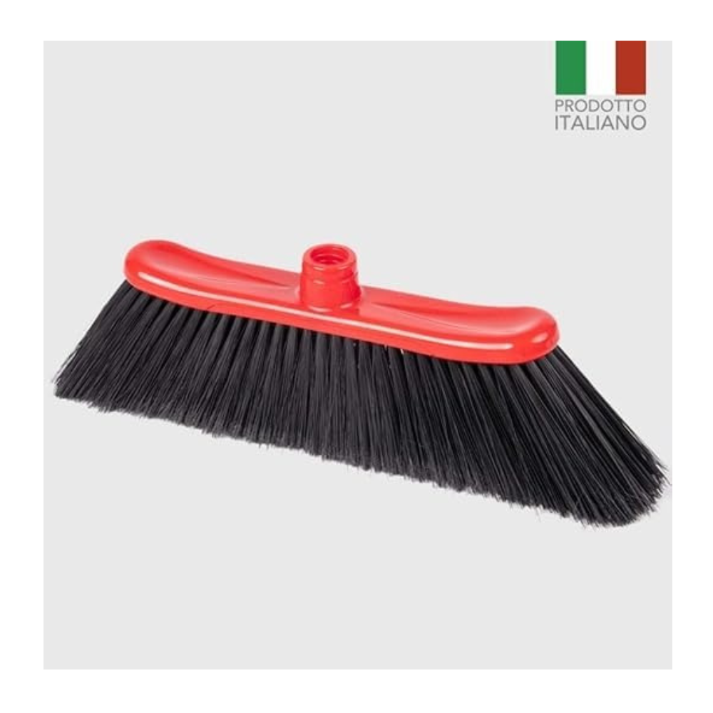 Scopa per Interni Brava, Angolare per Tutti i Pavimenti di Casa, Efficace Pulizia degli Angoli, Robusta e Sagomata, Larghezza 40 cm, Completa di Manico in Metallo da 130 cm