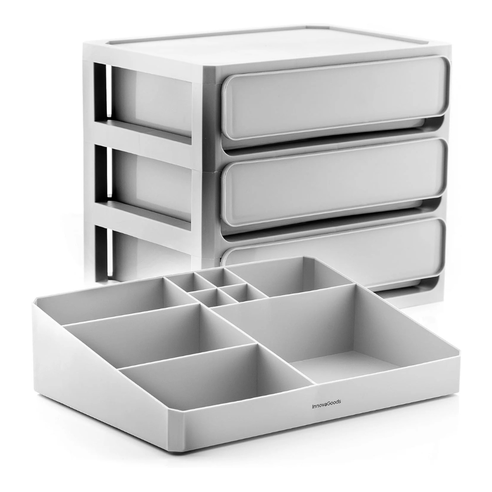 Organizer Trucchi con 3 Cassetti e Vassoio Estraibile – Makeser