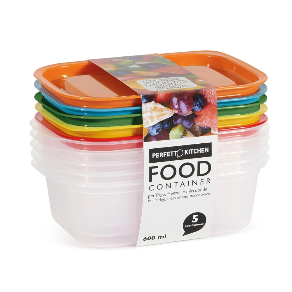 Contenitori Alimenti BPA Free Set 5 Pz – Frigo, Freezer e Microonde | 4 Misure