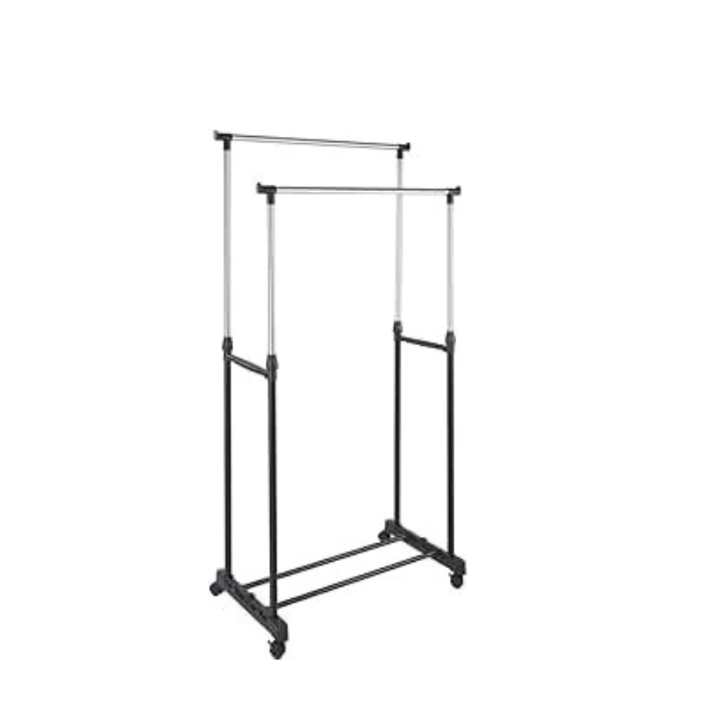 Stand Appendiabiti Telescopico 90-160cm Ruote Acciaio Doppio