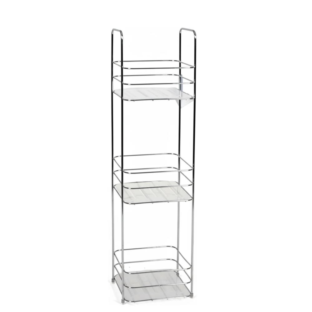 Mensola Bagno Acciaio 3 Ripiani 16x15x63 cm - Portaoggetti Doccia Salvaspazio