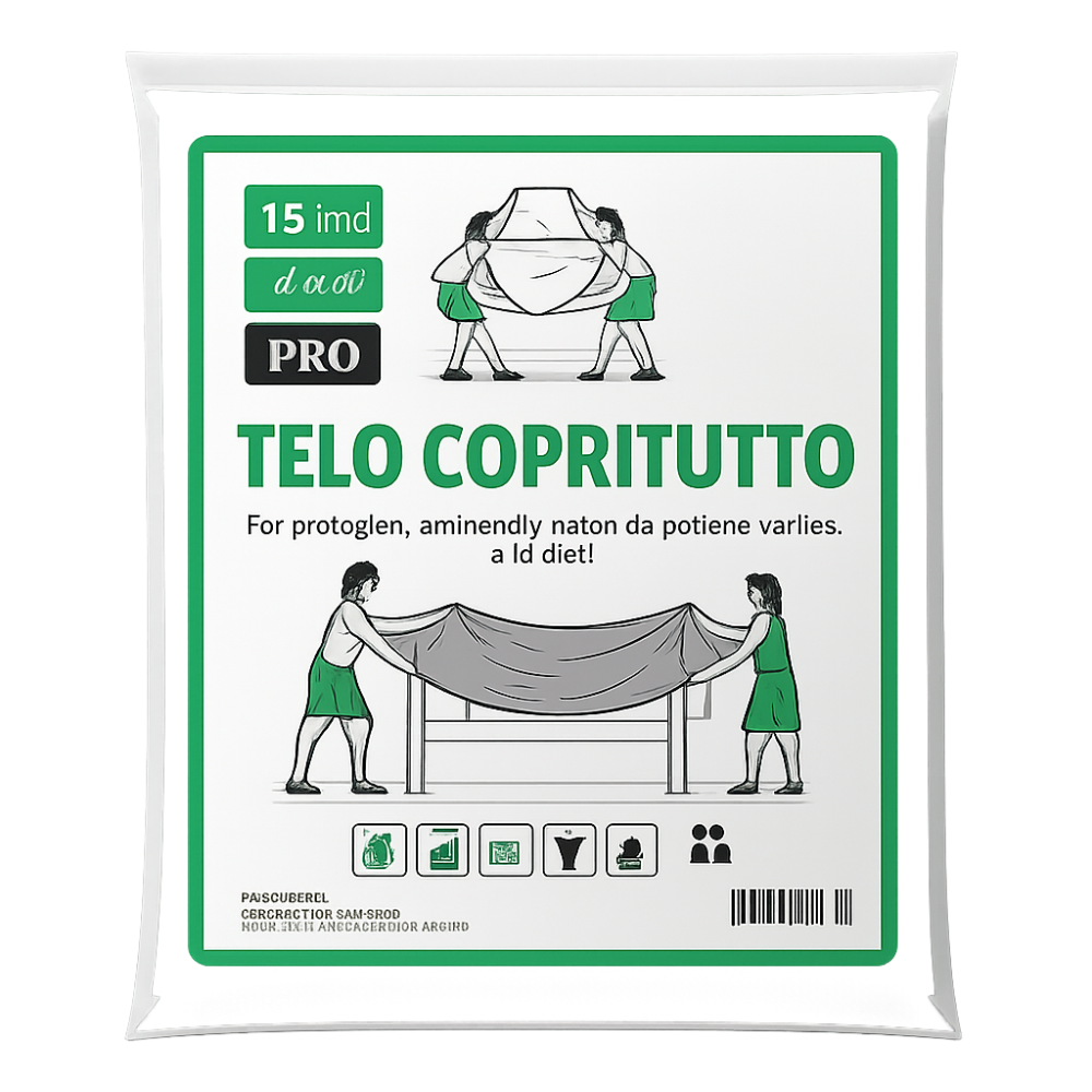 Lot de 6 feuilles de protection en PVC de 200 m² (4 x 4 pieds) et d'une épaisseur de 13 µm, pour peintres et professionnels du bâtiment. Fabriqué en Italie.