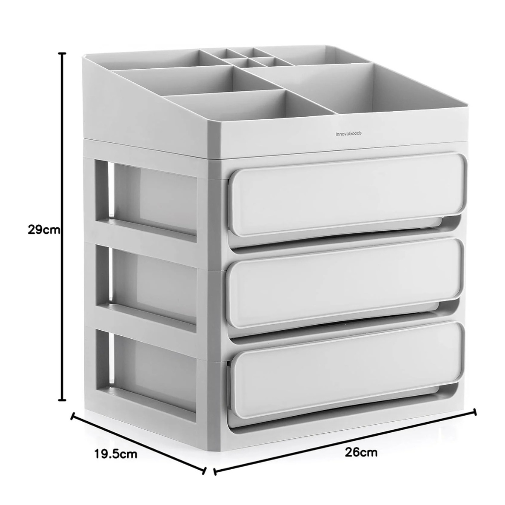 Organizer Trucchi con 3 Cassetti e Vassoio Estraibile – Makeser