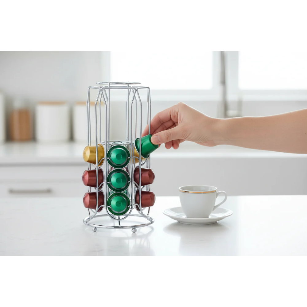 Présentoir à capsules de café en métal, distributeur vertical à 20 positions