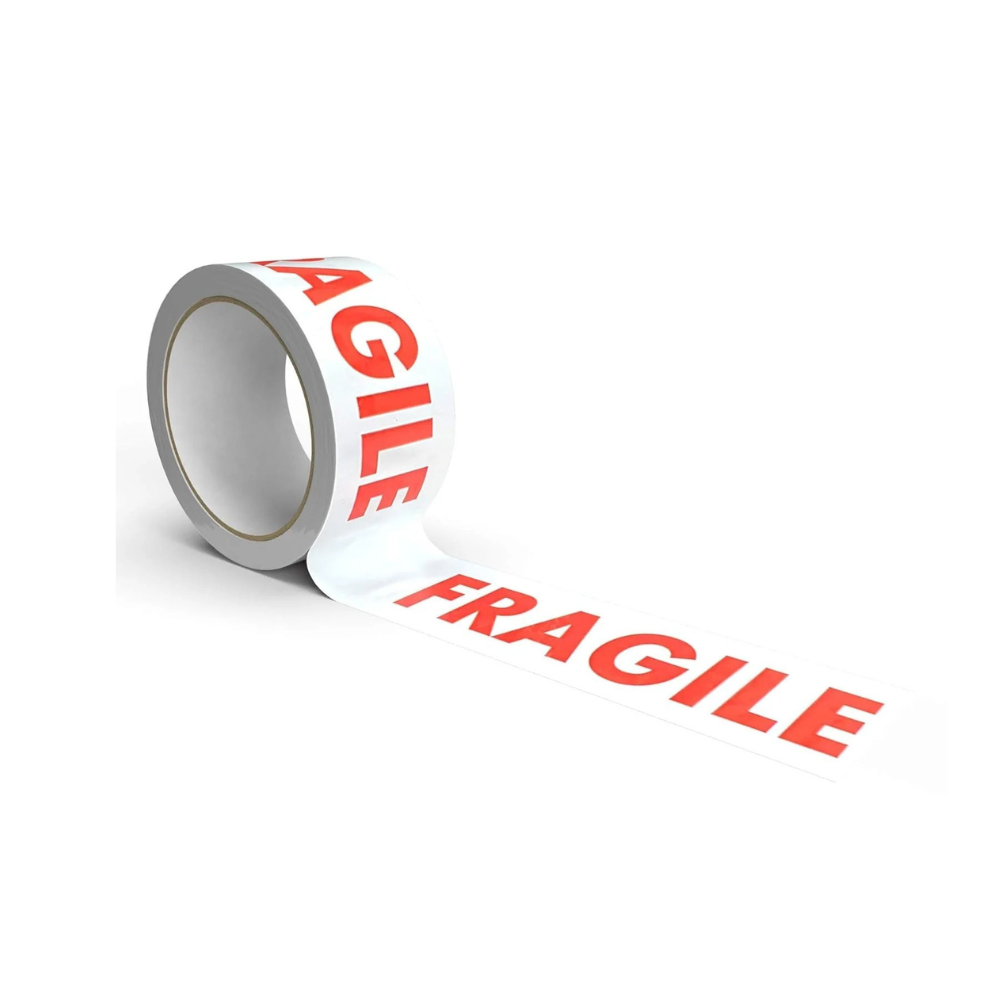 Ruban adhésif « Fragile » 50 mm x 66 m - Ruban d'emballage rouge et blanc pour expédition