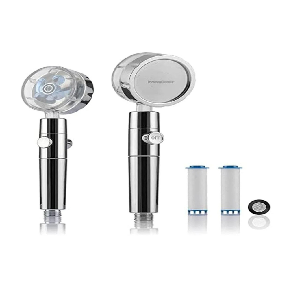 InnovaGoods® Heliwer Shower Head, Ecoshower filtering technology with pressure propeller and purifying filter, saves water and energy, compact and elegant design, ideal for the bathroom.
