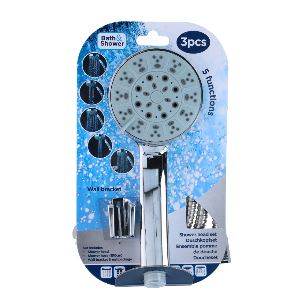 Set Doccia 5 Funzioni con Supporto - Kit Completo 3 Pezzi