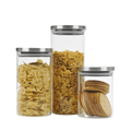 Set 3 Barattoli Vetro Ermetici 650ml 950ml 1400ml Cucina