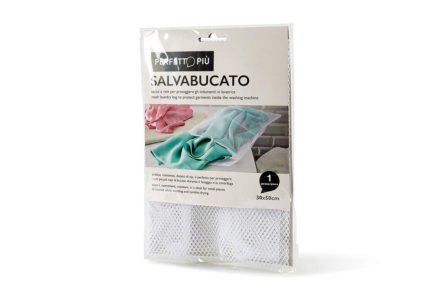 Sacco Rete Lavatrice Salvabucato, con Chiusura a Zip, 30x50 cm