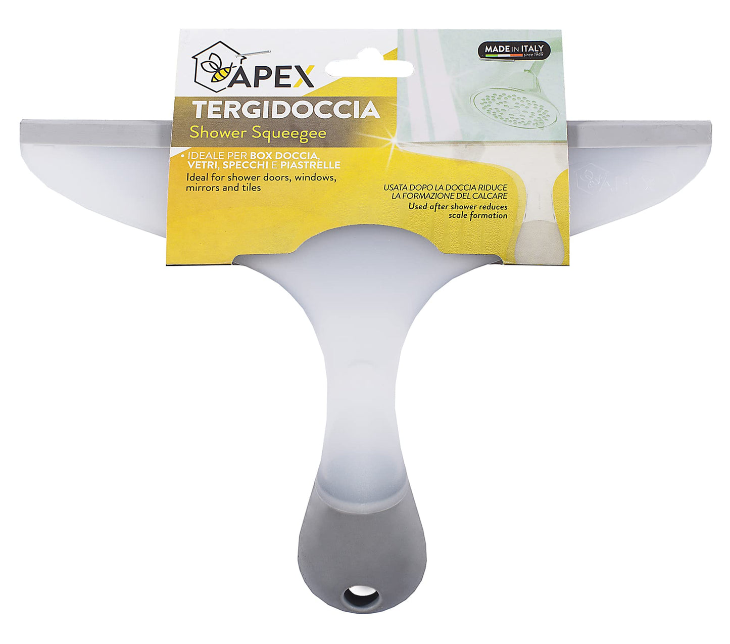 Tergidoccia Professionale Apex 25cm Antigraffio - Impugnatura Ergonomica per Box Doccia Vetri Specchi