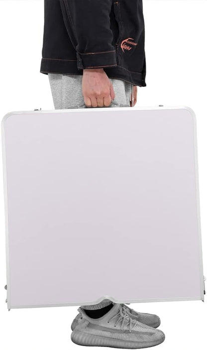 Table de pique-nique de camping avec cadre en aluminium, système pliable avec poignée pour un transport facile, idéale pour le jardin et les repas en plein air, 60 x 150 x 70 cm (blanche)