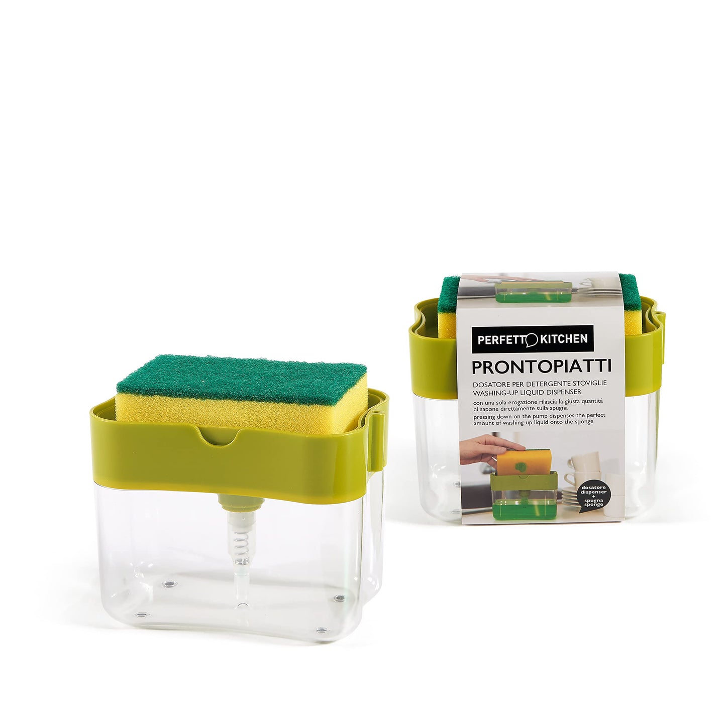 DISH/DISHWARE SOAP DISPENSER - with abrasive sponge