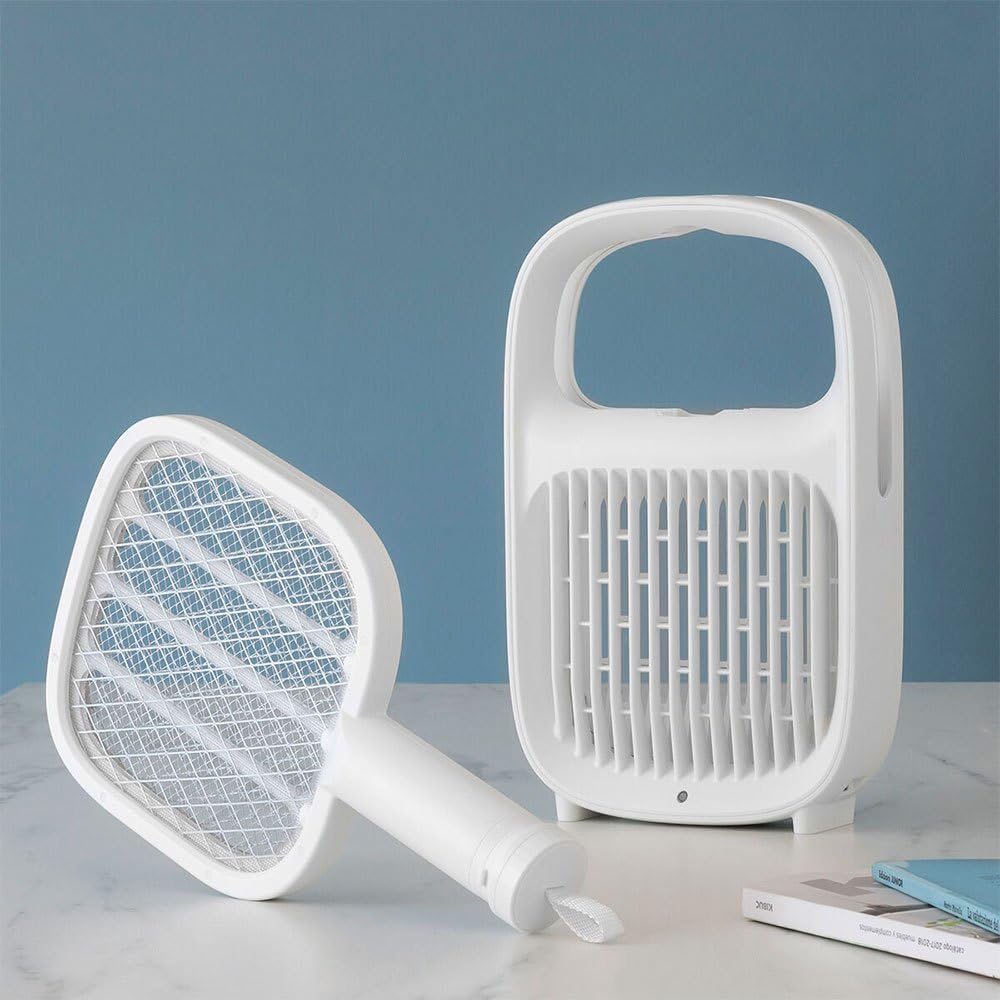 Lampada antizanzare e racchetta elettrica per insetti ricaricabile 2 in 1 Swateck, elimina zanzare in modo efficace, design compatto e leggero, ideale per la casa e il giardino.