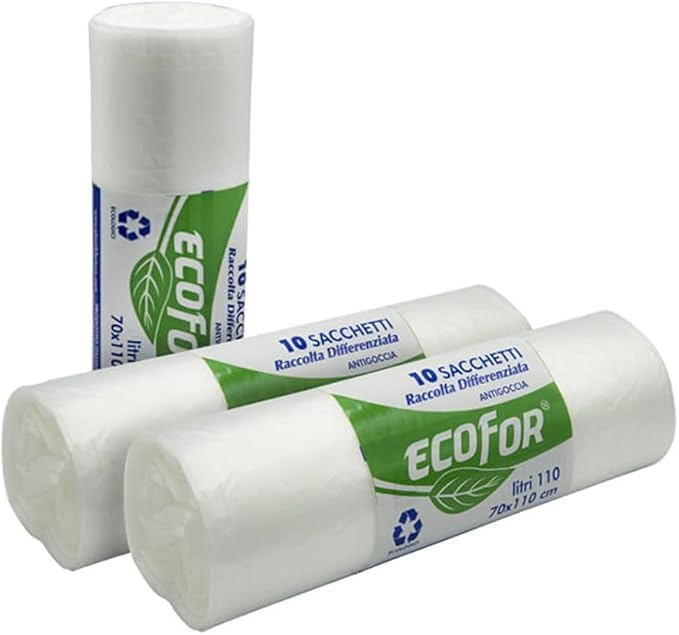 FercasaShop® 350 TRANSPARENT garbage bags, size 70x110 cm, 110 Litre capacity, bags for separate waste collection, 35 rolls of 10 pieces