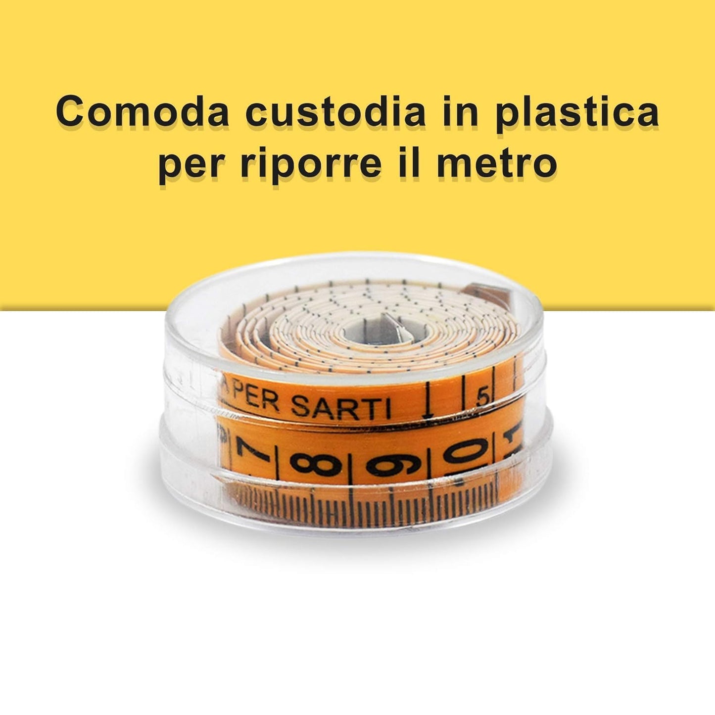 Metro per sarta Con Pratica Custodia In Plastica Rigida - Centimetro da Sarta Professionale Avvolgibile Doppia Graduazione 1,5 Mt