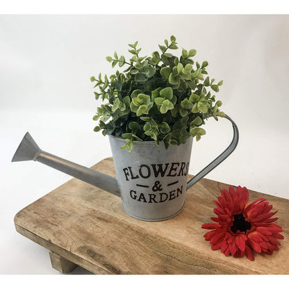 Annaffiatoio Decorativo Vintage Flowers & Garden 37x15 cm - Metallo Grigio