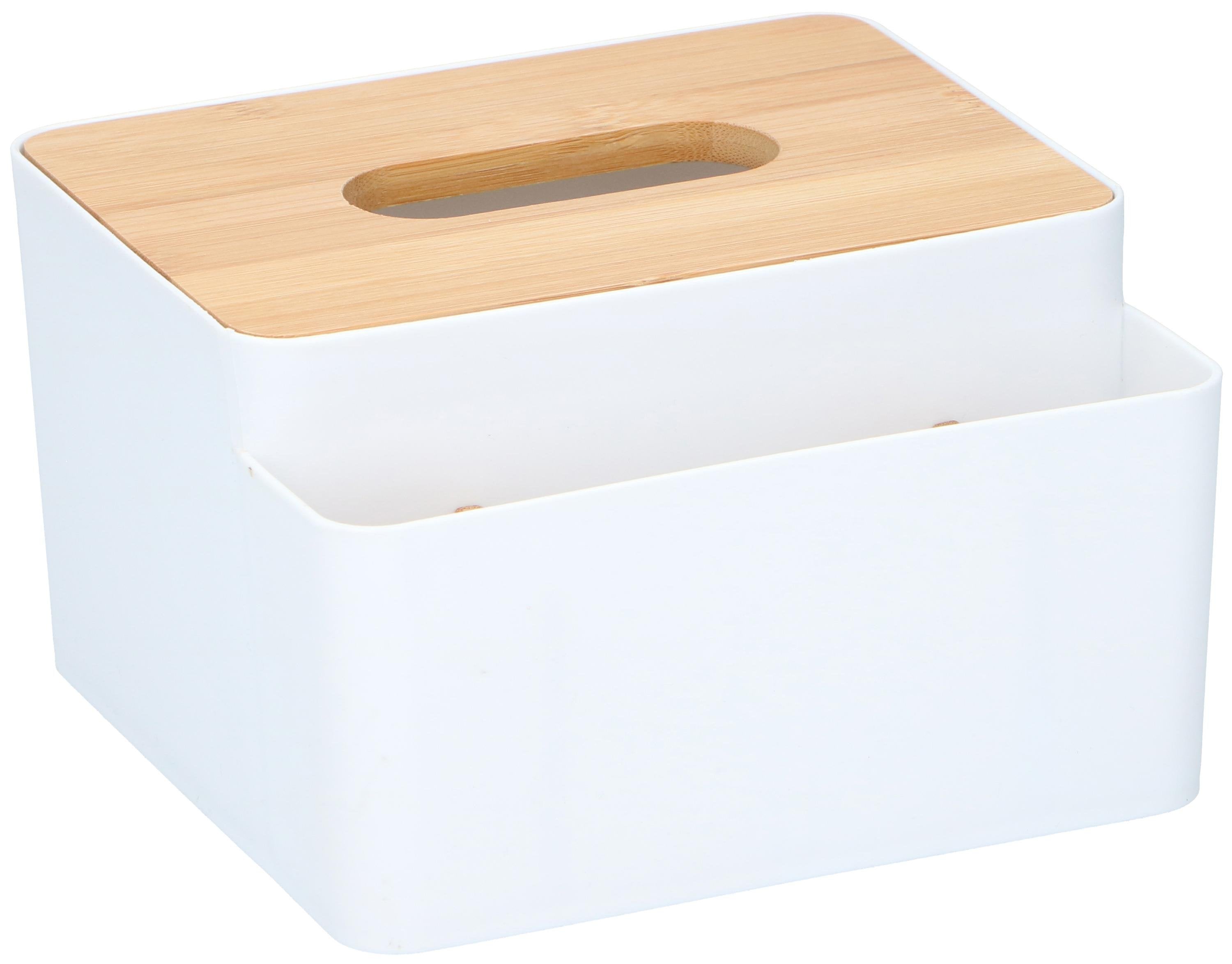 Portafazzoletti Bianco Coperchio Bambù Alpina 16x15cm