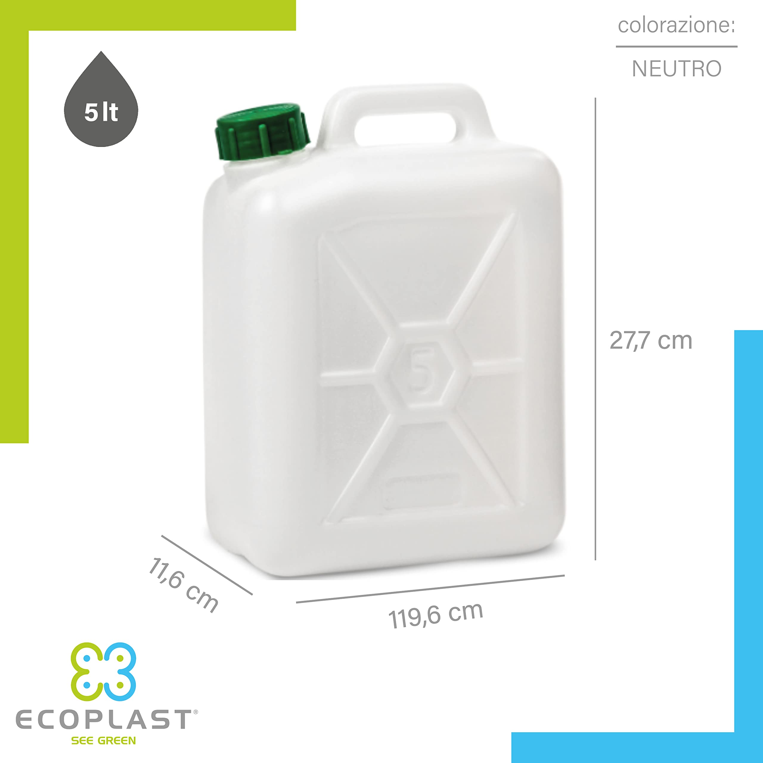 Tanica Ecoplast 5-10-15-20L Tappo Ermetico Made in Italy