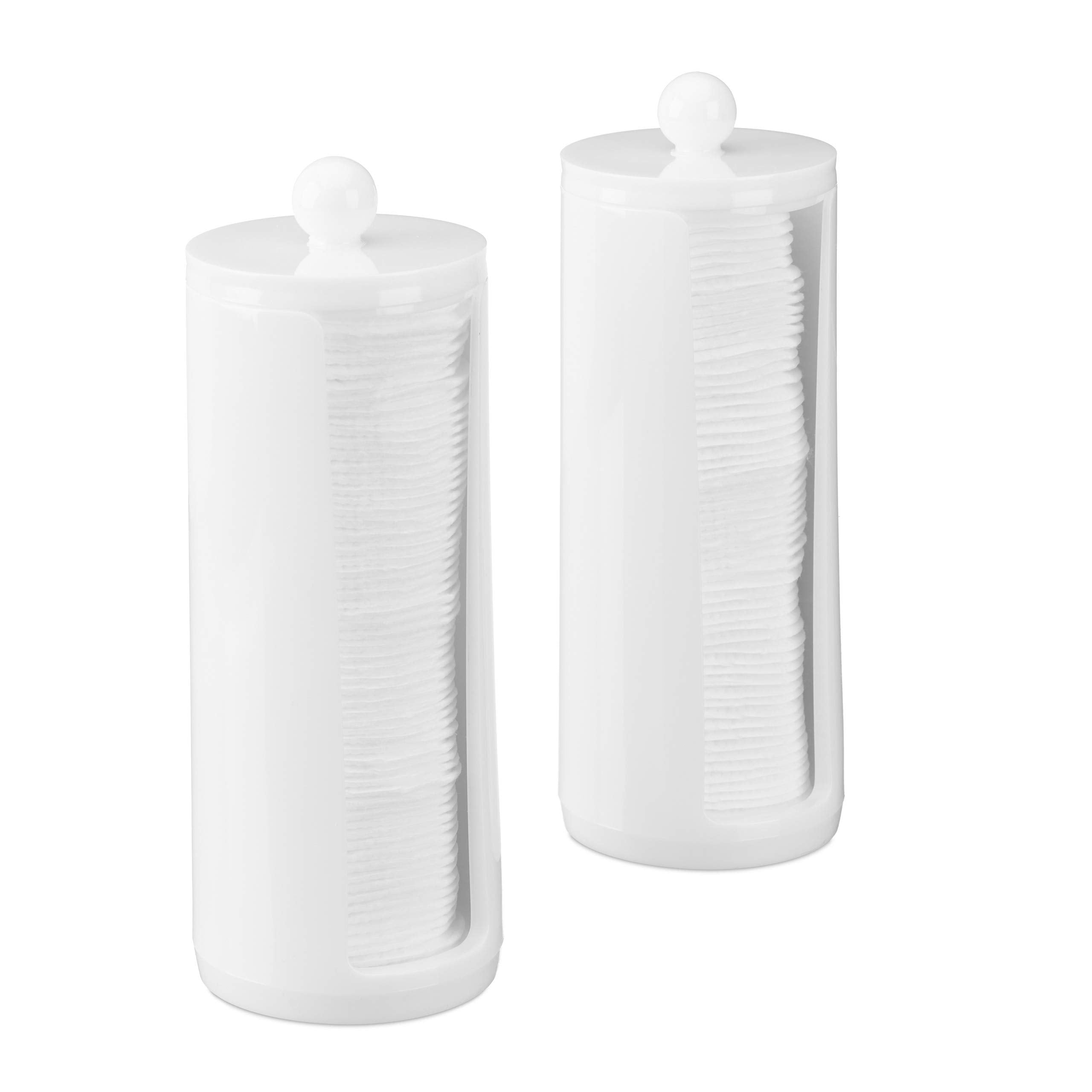 Set da 2 Dispenser per Dischetti di Cotone, Acrilico, Cilindrico, con Coperchio, Bagno, 20x7cm, Vari Colori