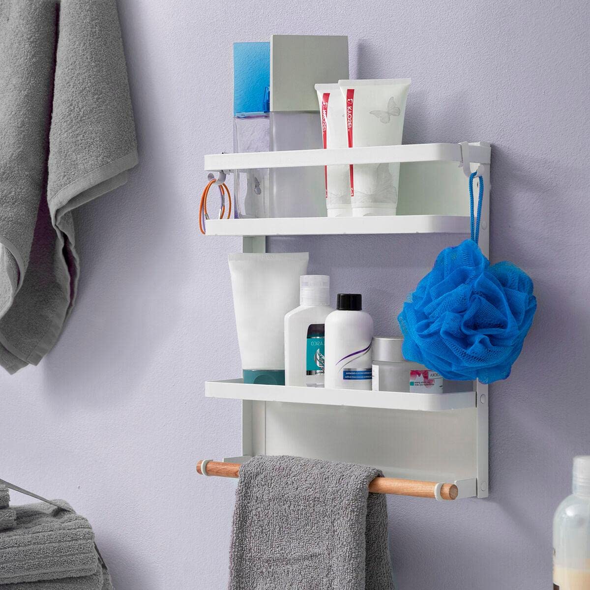 InnovaGoods - MagoRac Folding Magnetic Shelf, Multipurpose and Robust, Perfect for Kitchen and Bathroom, Modern Design, White, Steel Alloy, Standard