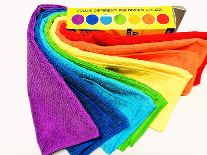 Set 7 Panni Microfibra Multiuso 30x40cm - Strofinacci Cucina Colorati Assorbenti