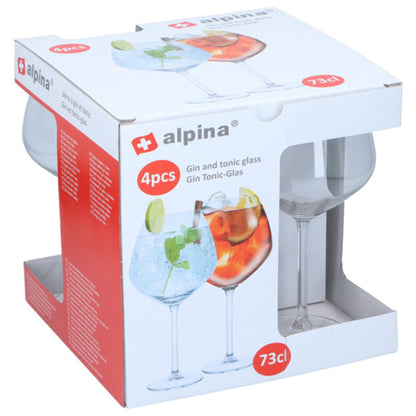 Set 4 Bicchieri Gin Tonic Alpina 730ml - Calici Copa Balloon per Cocktail e G&T
