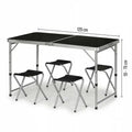 Set Tavolo Pieghevole 5in1 con 4 Sedie | Altezza Regolabile 3 Livelli | Campeggio, Picnic, Giardino | Nero