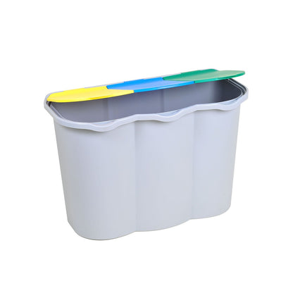 Pattumiera Raccolta Differenziata 3 Scomparti 80L - Bidone Plastica Multicolore