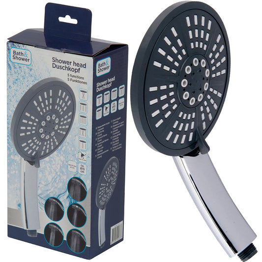 Soffione Doccia Tropical Doccetta Silver Chrome Diametro 15 cm Universale 5 Funzioni