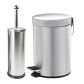 BATHROOM SET 3 LT STAINLESS STEEL PEDAL BIN WITH STAINLESS STEEL TOILET BRUSH HOLDER