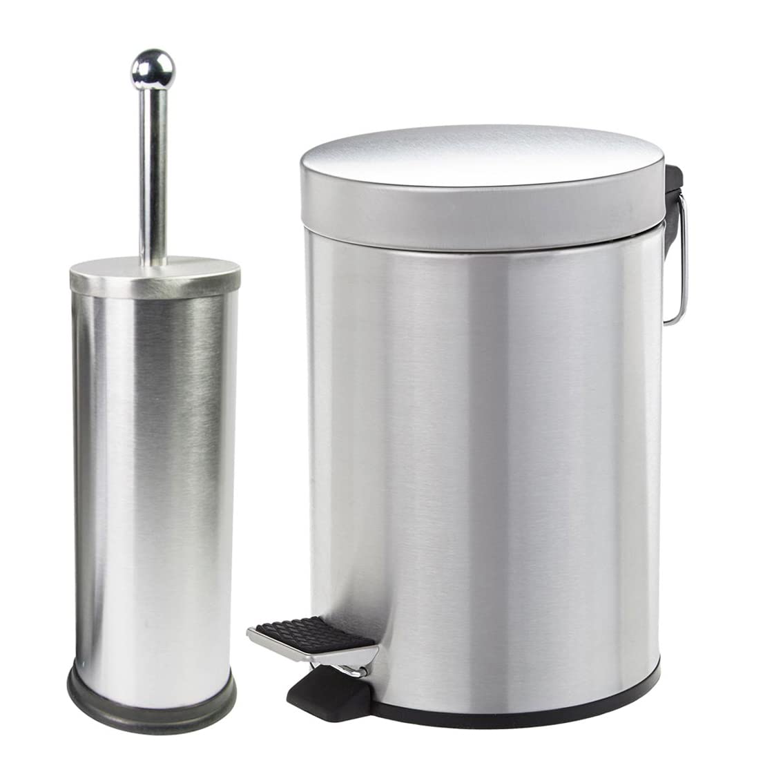 SET BAGNO PATTUMIERA INOX A PEDALE 3 LT CON PORTASCOPINO INOX