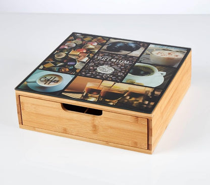Porta Capsule Caffè Bambù 30x30cm - Organizer 60+ Capsule Nespresso Dolce Gusto Lavazza - 6 Scomparti Regolabili