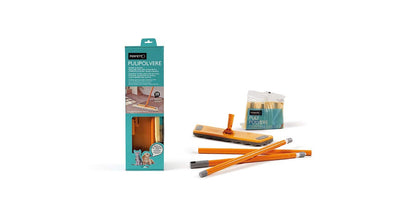 Scopa raccoglipolvere,pulipolvere,attrezzo pulizia pavimento completo di 20 + 60 retine cm.45X22 imbevuete di oli minerali biodegradabili 100%Efficace e pratico articolo per la pulizia domestica