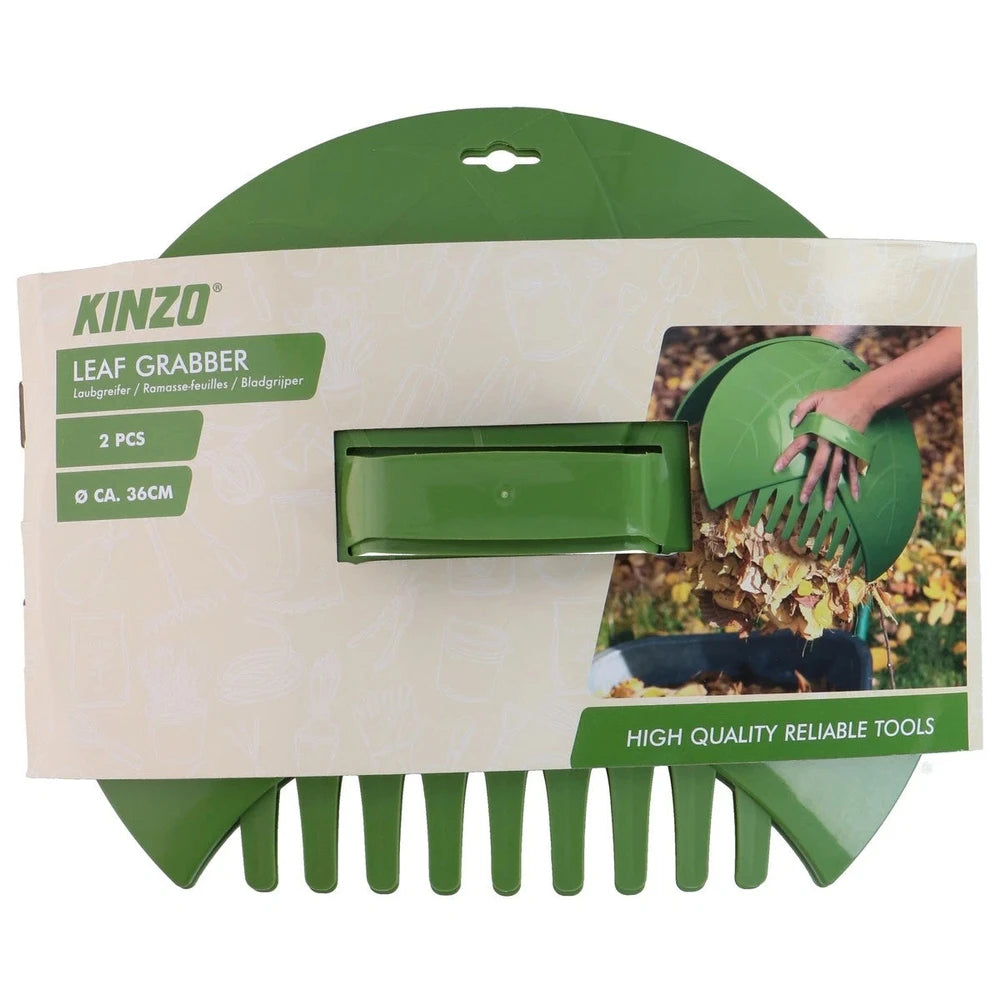 Kinzo Set Raccogli Foglie 2 Pezzi – Pala + Rastrello Plastica ø36 cm con Manico Ergonomico