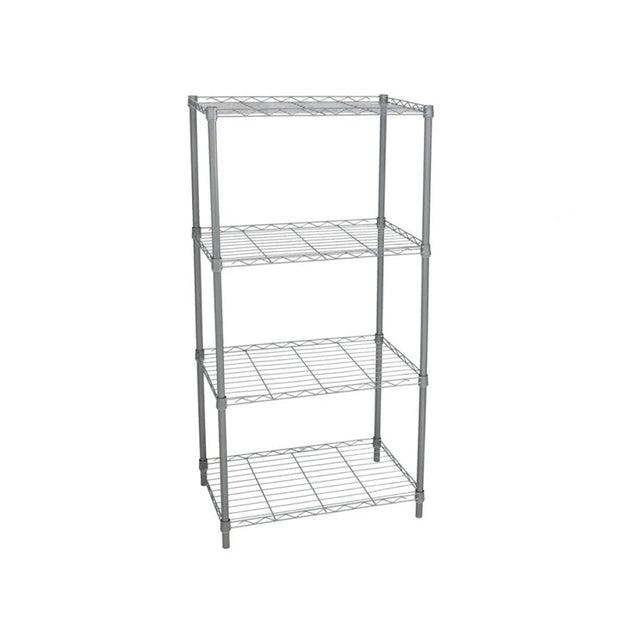 Scaffale metallico cromato da interno ed esterno, 4 ripiani 56 x 35 x 120 cm
