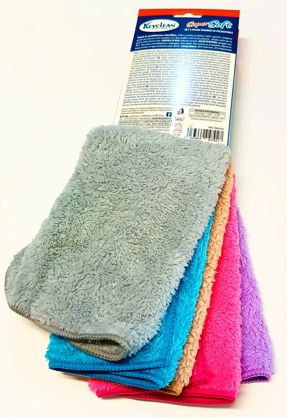 Lot de 5 chiffons en microfibre douce 30x35 cm multicolores, ultra-doux pour capturer la poussière