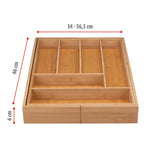 alpina Drawer Cutlery Tray - Expandable Kitchen Drawer Organizer 46 x 34-56.5 x 6 cm - Drawer Organizer with 6 to 8 Compartments - For Kitchen Utensils, Sunglasses and More - Bamboo