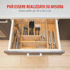 alpina Drawer Cutlery Tray - Expandable Kitchen Drawer Organizer 46 x 34-56.5 x 6 cm - Drawer Organizer with 6 to 8 Compartments - For Kitchen Utensils, Sunglasses and More - Bamboo